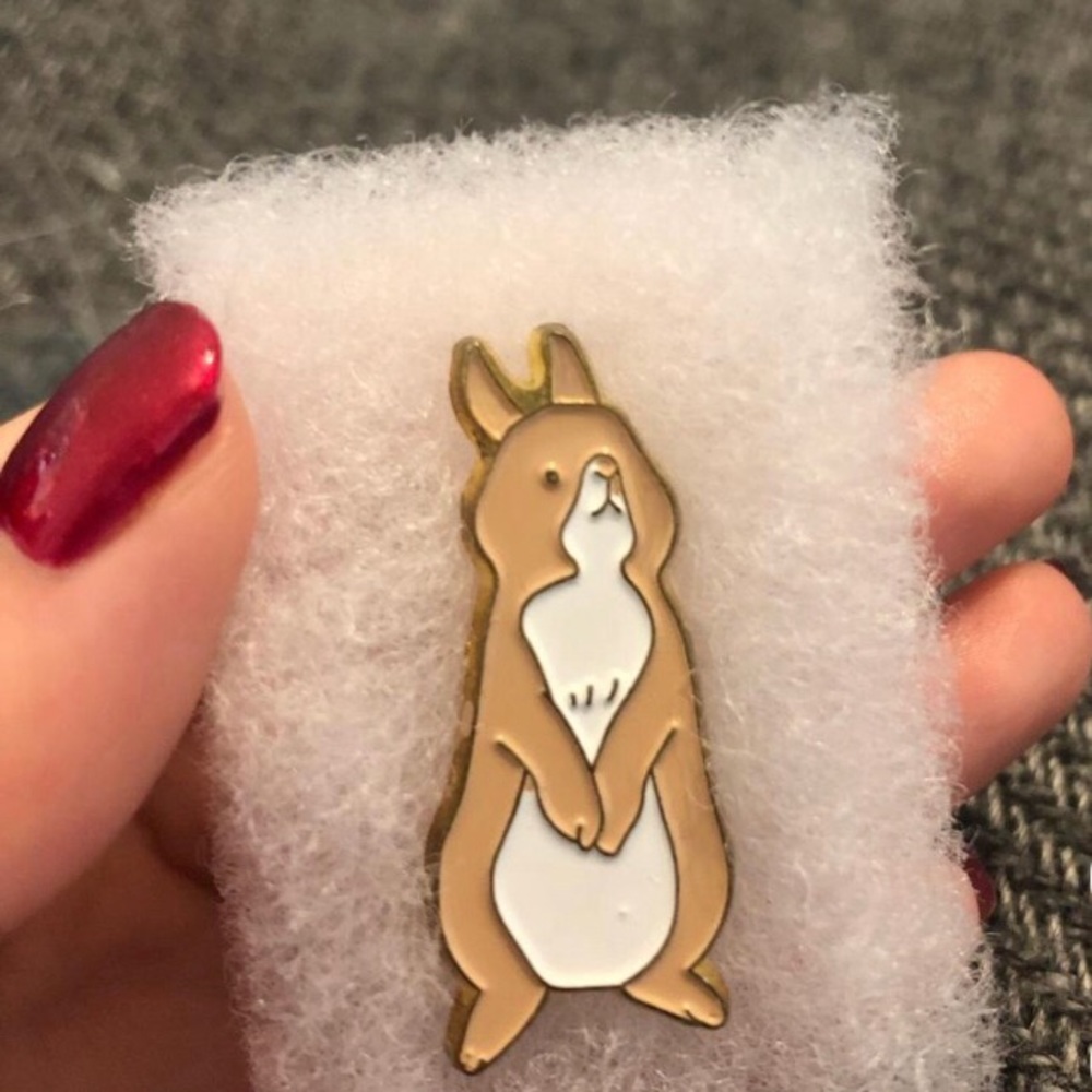 Brown Periscope Rabbit Acrylic Pin